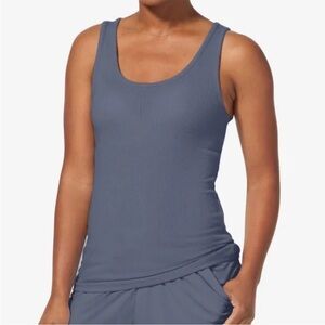 NWT Tommy John L Ribbed Lounge Tank 0276 Folkstone Gray blue stretch